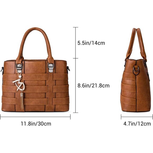 PU Leather Weave Shoulder Bag for Women Elegant Top Handle Designer Purse - Picture 4 of 7